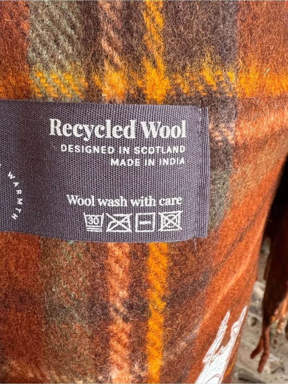 The Tartan Blanket Co. Recycled Wool Plaid Throw Blanket 29x73 Monogram D